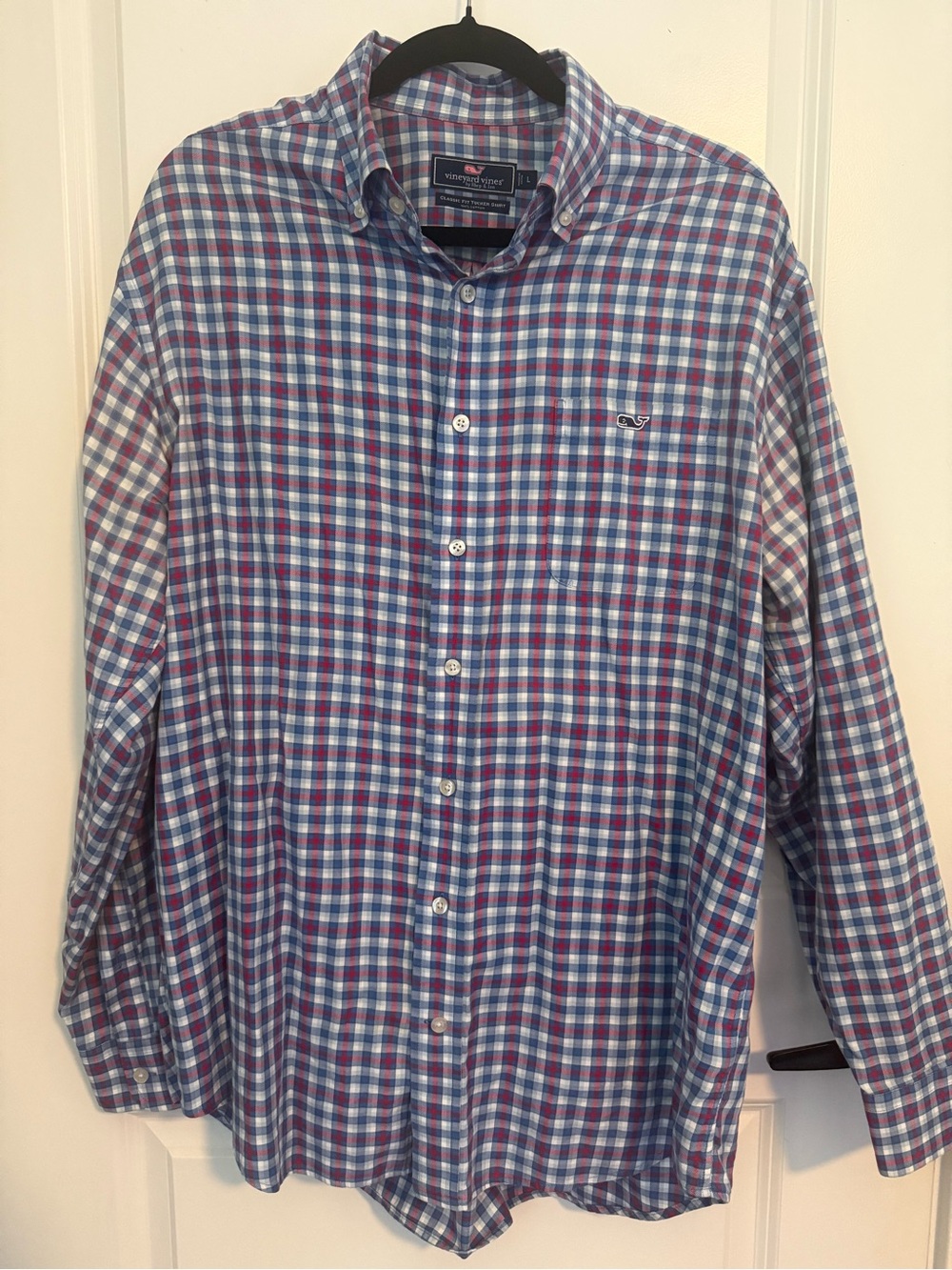 Vineyard Vines Plaid Button-Down Shirt in Blue, Red, White 100% Cotton